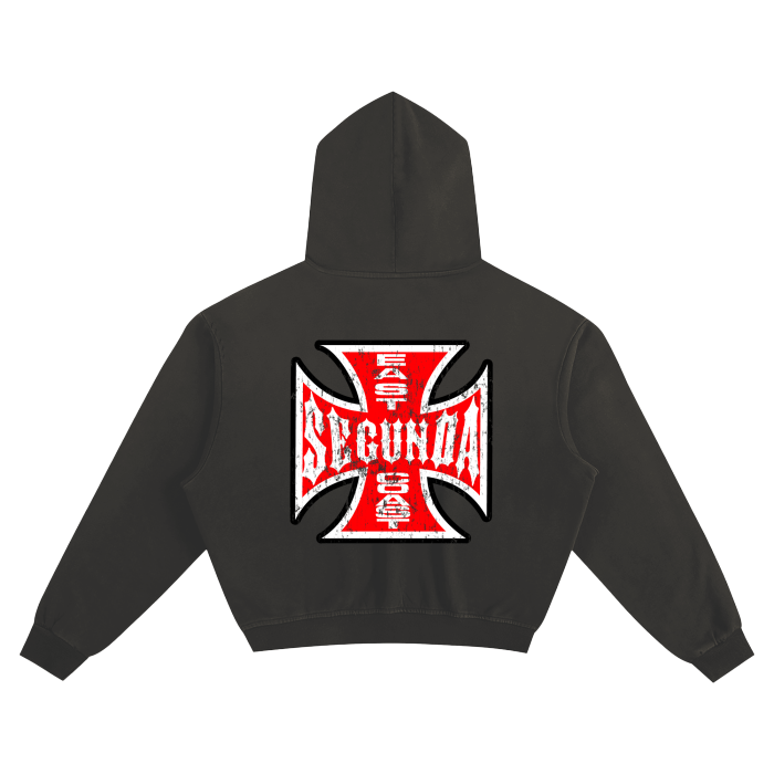 Segunda Choppers "Center Cross" Sunfaded Boxy Hoodie